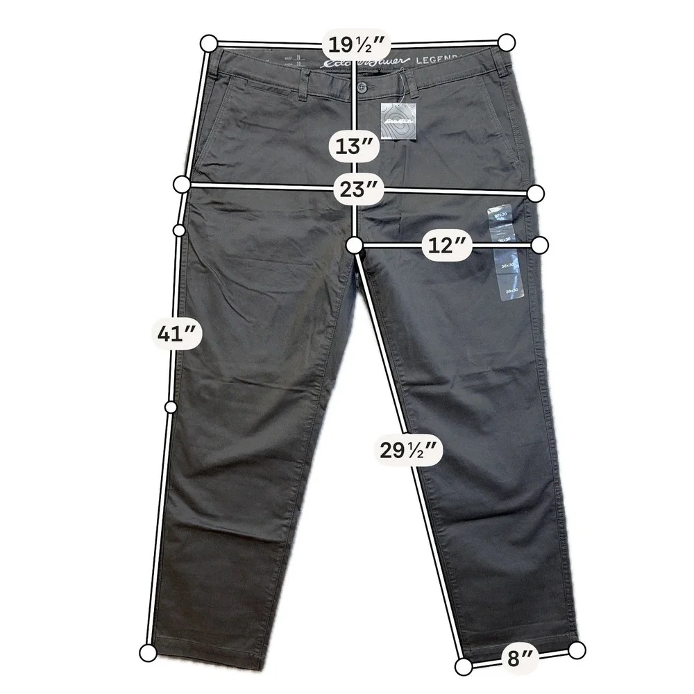 Eddie Bauer Chino Pants‎ Mens Size 38x30 Dark Gray Slim Fit Specially Dyed